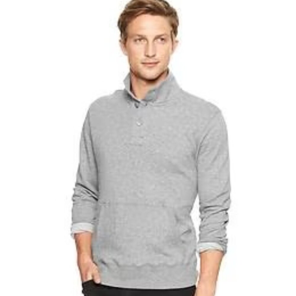 GAP Small Double-knit Mockneck Gray Pullover Sweatshirt